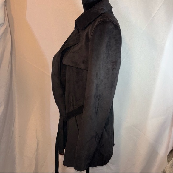 H&M Women’s Black Suede Hook Close Belted Jacket Blazer Size XS - Picture 4 of 9